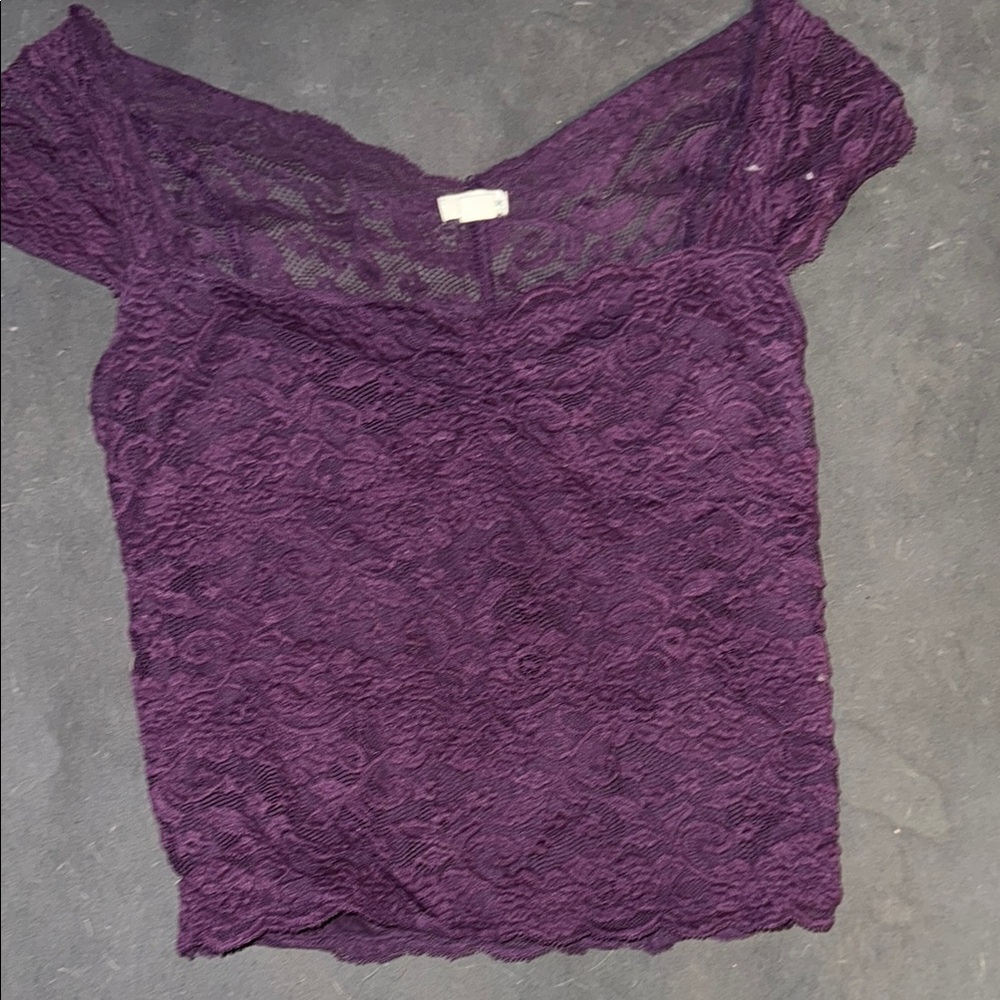 Garage Purple Lace Cap Sleeve Blouse